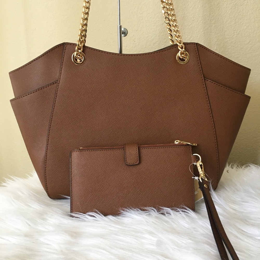 MK LG chain shoulder tote & double zipper wallet - Picture 7 of 8